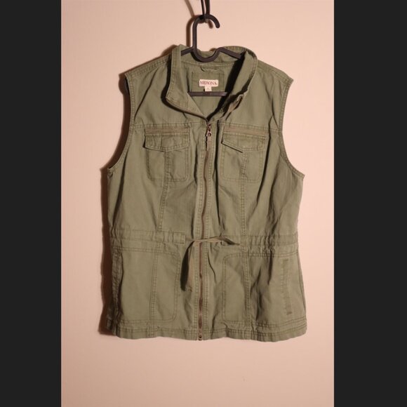 Merona green rugged style casual vest, size large, functional pockets, adjustabl - Picture 9 of 11